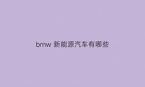 bmw 新能源汽车有哪些